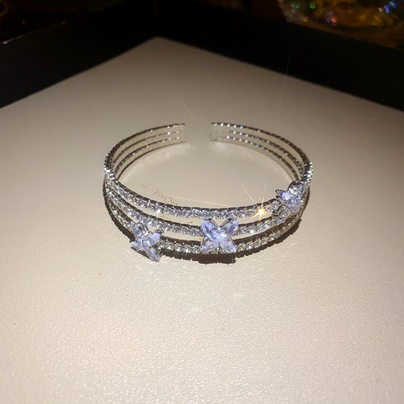 Elegant Multi-Layered Diamond Inlaid Open Bangle: Light Luxury Fashion Bracelet for Women