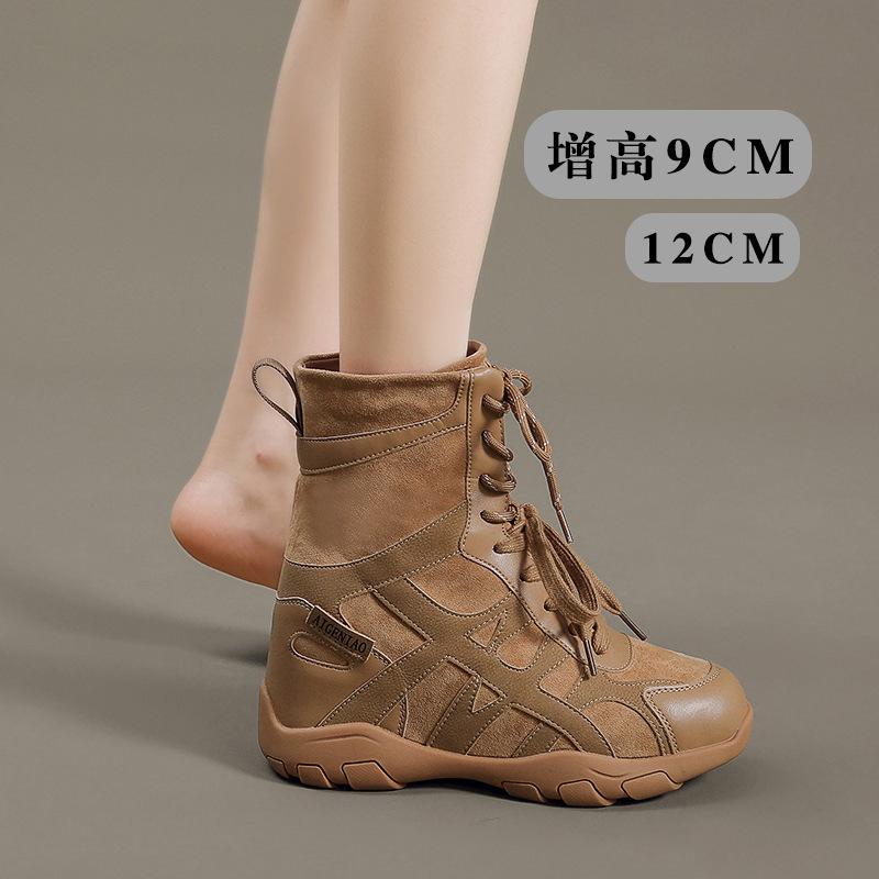 Inner height increase of 9 cm Martin boots women's 2025 new outdoor hiking shoes retro platform western boots short boots