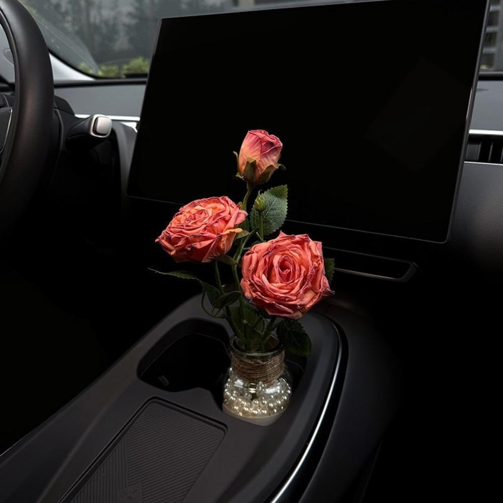 French-style Flower Car Ornaments Frayed Edge Rose Car Decor Car Interior Decoration  Gifts