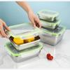 Lunch Box Food Grade 304 Stainless Steel Sealed Leak Proof Fresh Lunch Box Fruit Bento Box Square Sealed Cartridge with Cover