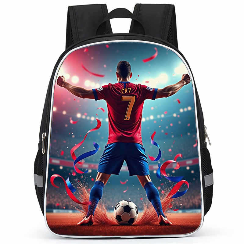 Cr7 Rucksack Hochauflösender Druck Große Kapazität Multifunktion Reißverschluss Oxford Rückenschutz Leichter Rucksack