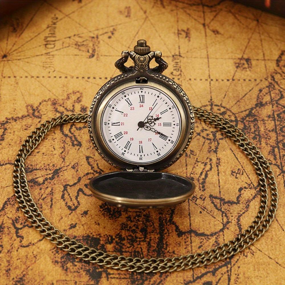 2 pezzi/set, Orologi da tasca da donna, Classico alla moda Babbo Natale Renna Orologio da tasca al quarzo, Collana a catena moda natalizia vintage Orologio da donna.