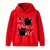 Kids Boys Girls Hoodie Sweatshirt, Cute Fluffy Black Cat Print Pullover, Casual Long Sleeve Loose Fit Hooded Tops for Daily Street Wear