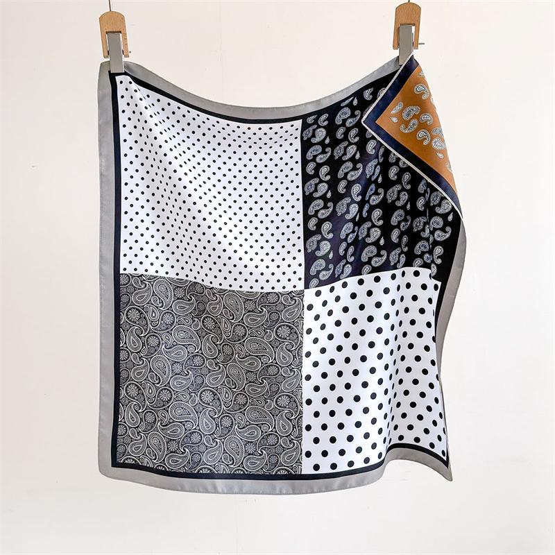 Luxury Brand Square Scarf Design Double Side Shawl Wrap 70cm Print Twill Silk Women Hijab Female Foulard Headband Bandana