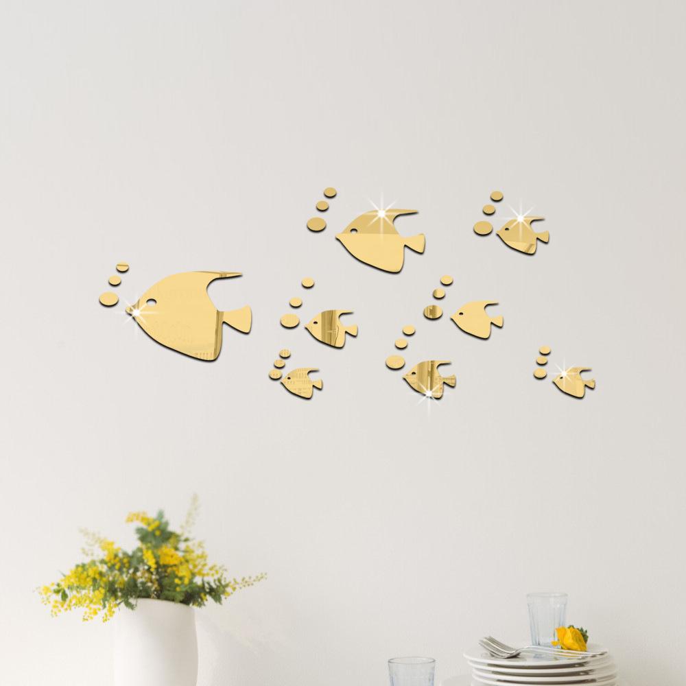 

8pcs Bubble Fish Wall Stickers Marine Fish Mirror Stickers Acrylic Mirror Self-adhesive Children s Room Kindergarten Home Decor