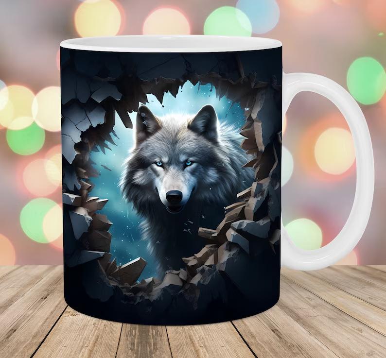 

3D Большой Злой Волк Белый Волк Красный Волк Койот Керамическая Кофейная Кружка Чайная Чашка Кружка с Животным 301-400ml