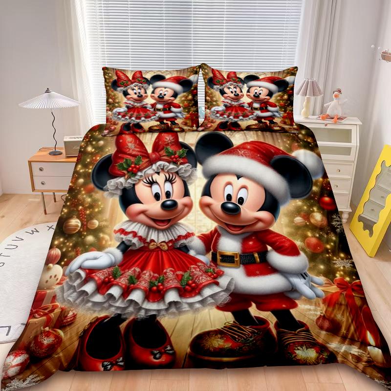 

Mickey Duvet Cover Minnie Merry Christmas Cartoon Bedding Set Twin Full For Children Teens Holiday Gifts Bedroom Decor 228x264cm 3PCS