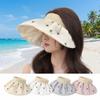 Cute Wide Brim Women'S Bow Sun Hat Empty Top Foldable Sun Visor Hat Quick-Drying Uv Protection Bucket Hat Summer Outdoor