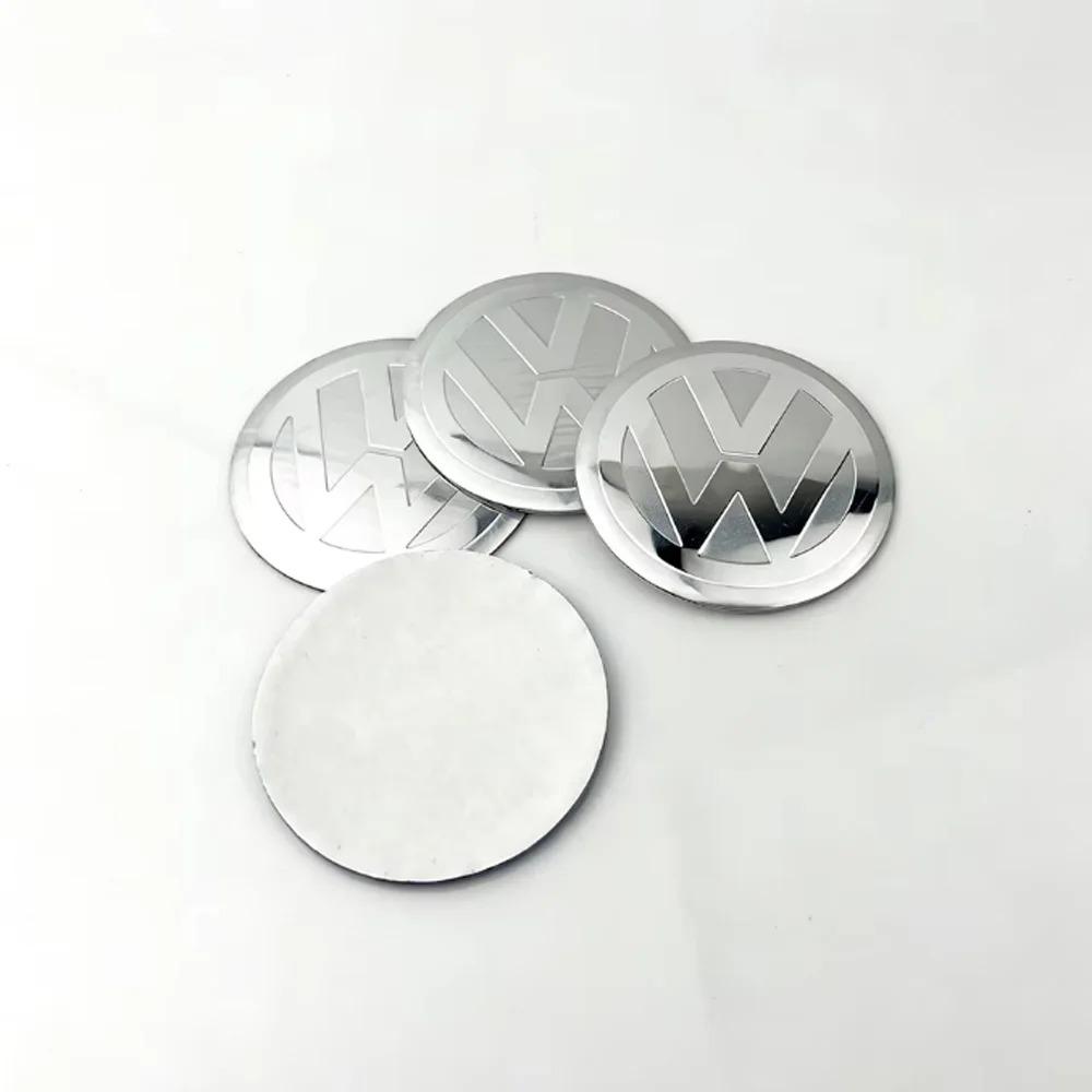 For VW Car Wheel Center Cover Stickers Hub Cap Badge 4Pcs 56/60/65mm For Volkswagen VW R Polo Passat Rline Golf Tiguan Jetta GTI Touran ES1