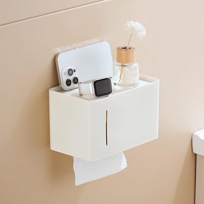 Baihan Bathroom Tissue Box, Toilet Paper Holder, Toilet Paper Dispenser, Roll Paper Holder, Tissue Rack, No Drilling Required, Bathroom Accessory