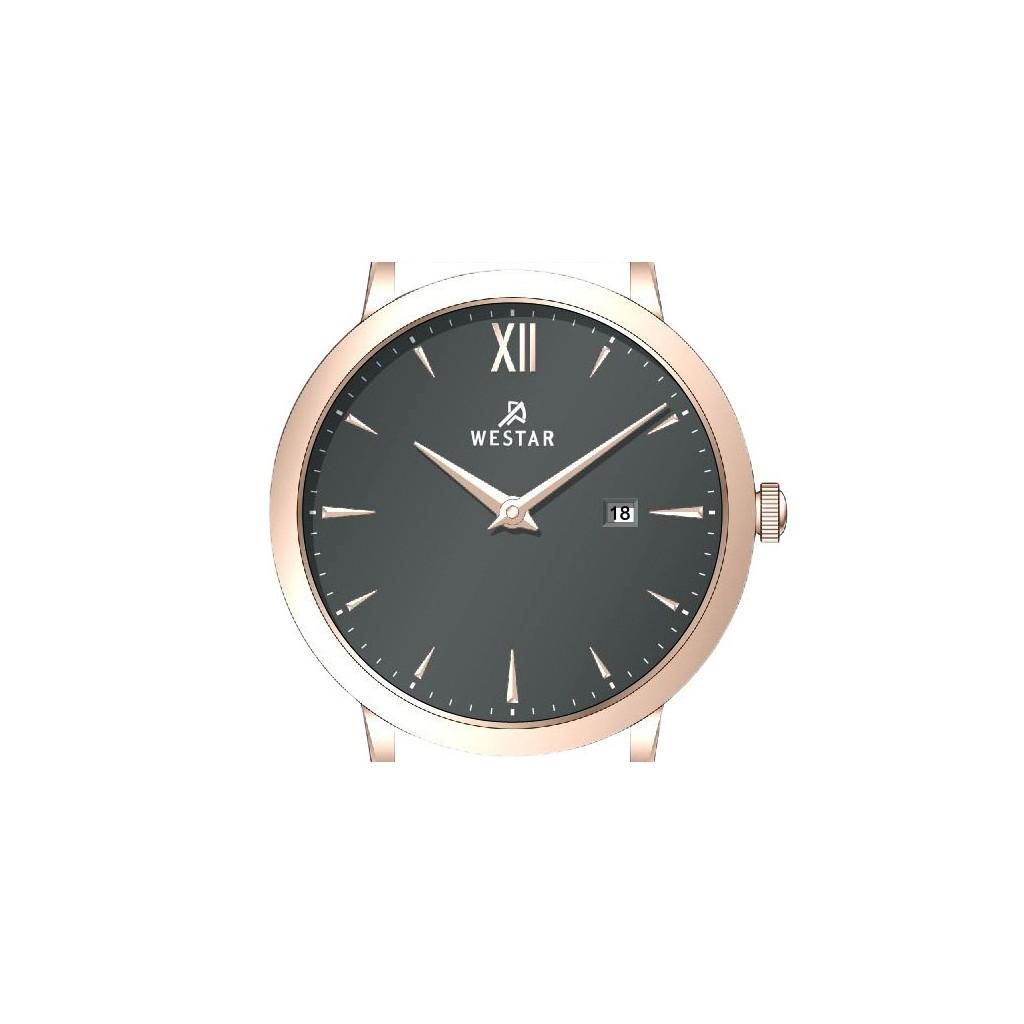 Westar Profile Herren-Armbanduhr mit Lederarmband und grauem Zifferblatt, Quarzuhrwerk 50214PPN606