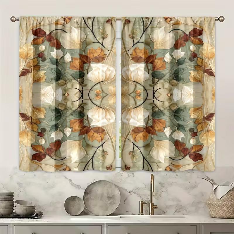 2pcs Vintage Floral Art Nouveau Patterned Curtains   Design for Living Room Bedroom Classic Home Window    Rod Pocket Curtains