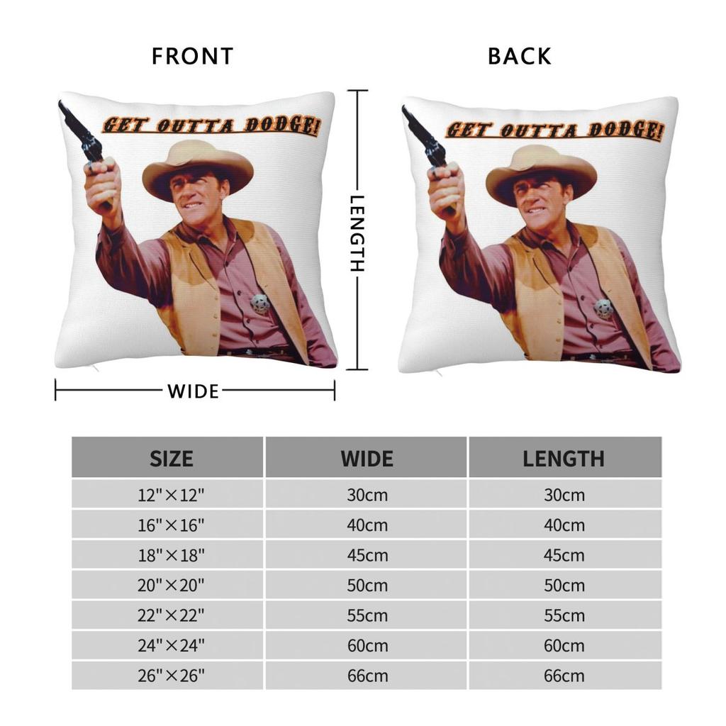 Gunsmoke Matt Dillon Get Outta Dodge Square Pillowcase Polyester Linen Velvet Pattern Zip Decor Sofa Cushion Cover 18"