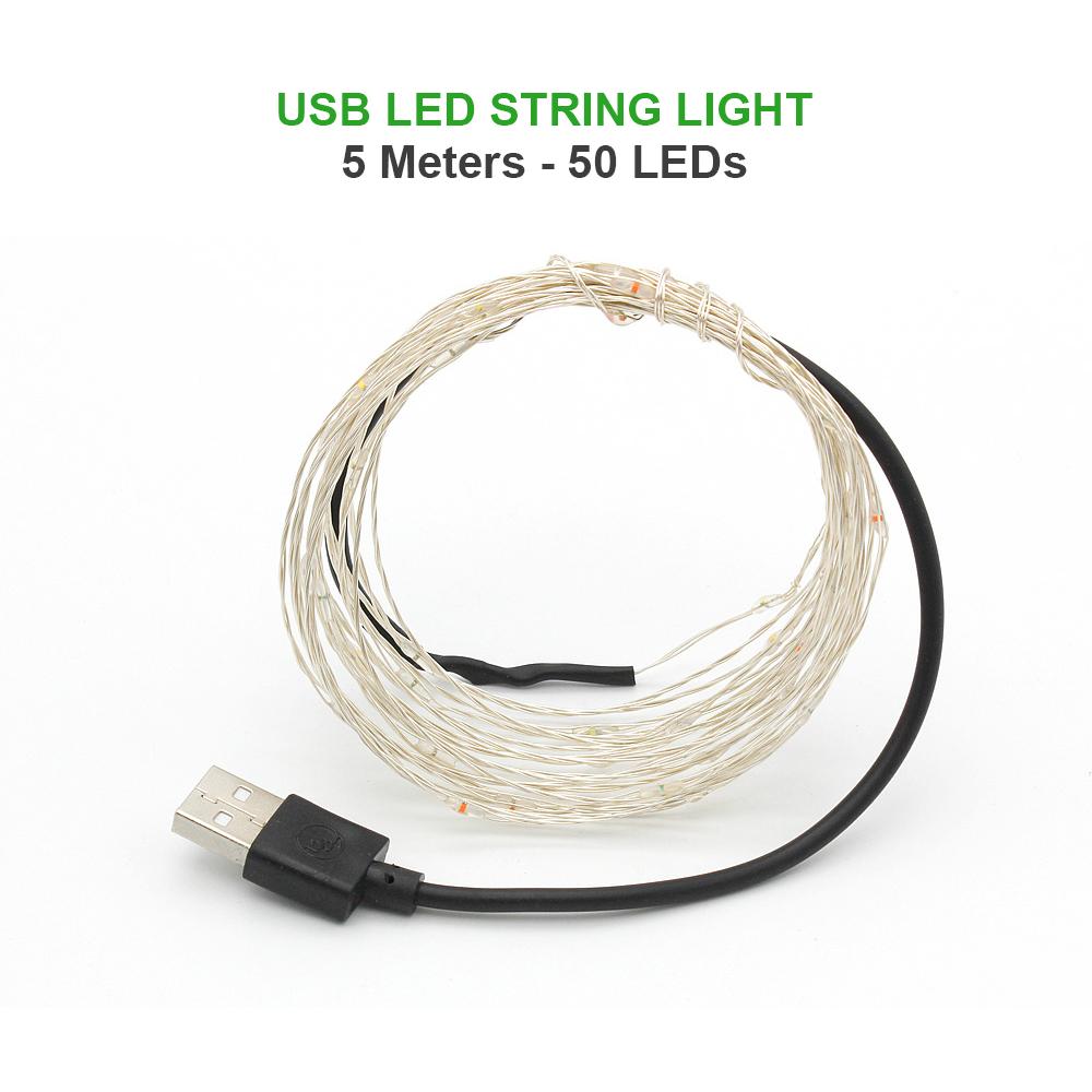 1pcs USB Powered LED String Lights 5M 50leds / 10M 100leds Silver Wire Fairy Garland for New Year Wedding Christmas Holiday Gift