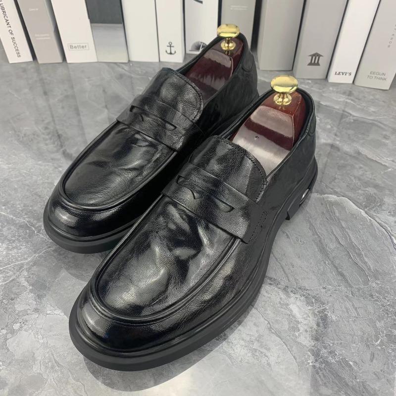 High-end Men's Shoes Spring New Cowhide Thick-soled Formal Business Shoes Non-slip One-pedal Casual Leather Shoes Men