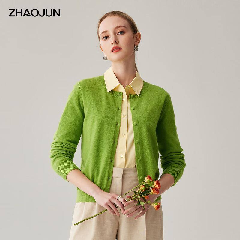 Zhaojun Women's 100% Cashmere Round Neck Cardigan