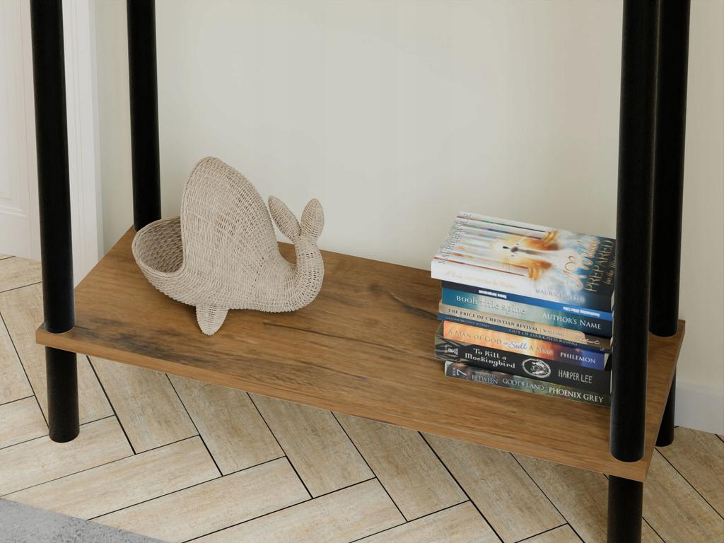 Loft Console Table with Shelf 80x30x80 Cm Metal Black for Hallway