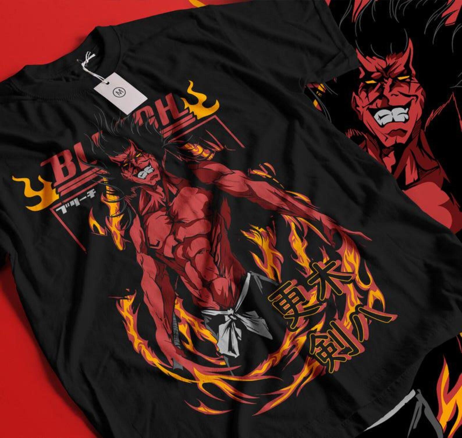 Anime Graphic Tee, Japanese Demon Manga Shirt, Streetwear Apparel 4XL