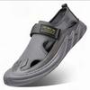 Baotou Sandals Men's Breathable Hole Shoes Soft Sole Soft Surface One Pedal Hollow Casual Shoes Mesh Velcro Shoes Men