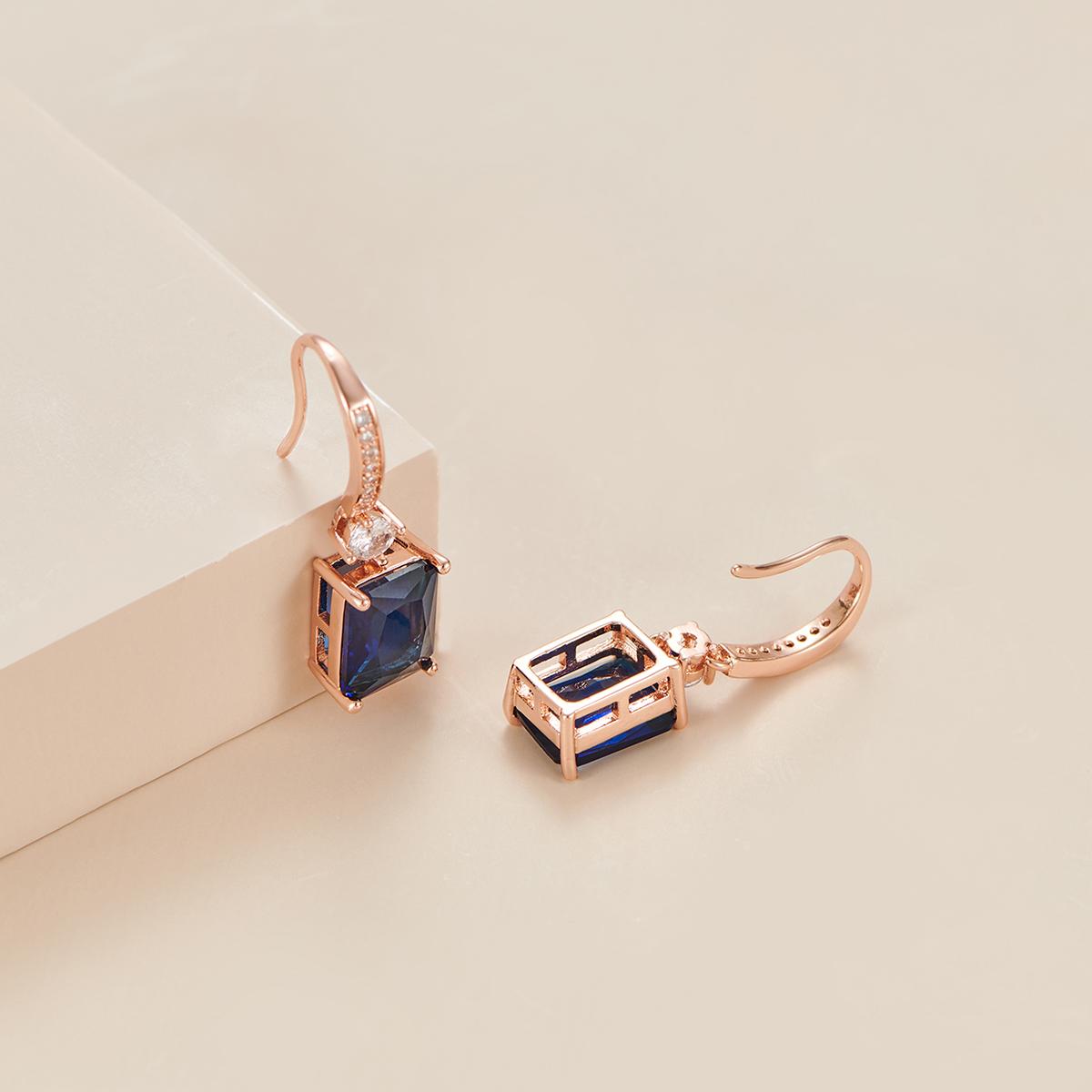 

Женские серьги с кубическим цирконом розового золота/синий