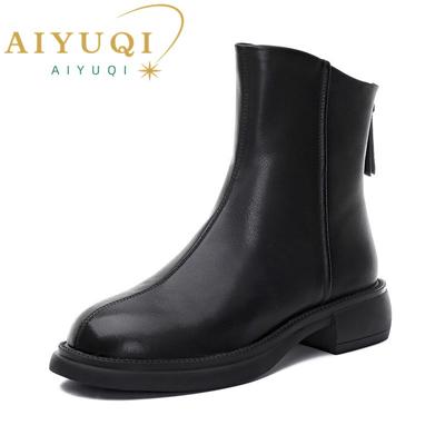 Fashion Women Ankle Boots Genuine Leather British Style 2025 New Winter Fashion Women Boots Thick Bottom Lace-up Short Boots Women