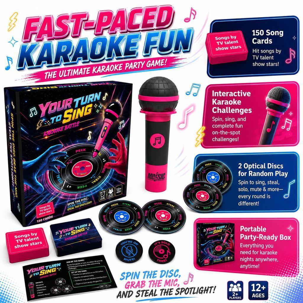 Gioco Karaoke Battaglia Grabthemic con Microfono Interattivo per Divertimento in Festa
