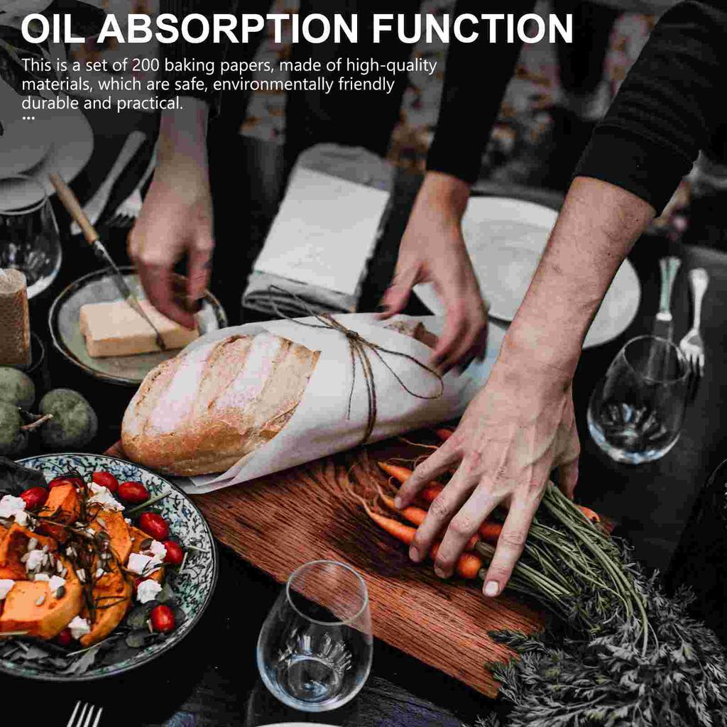 200 Pcs Silicone Paper Roll Liner Greaseproof Fryer Pad for Bread Non-stick Baker Papers Food Baking Cake