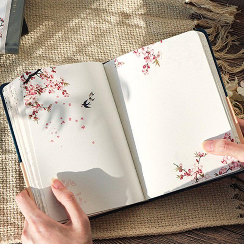 Creative Colorful Page Notebook Chinese Style Hardcover Diary Books Weekly Planner Handbook 32K Color Inside Page Notebook