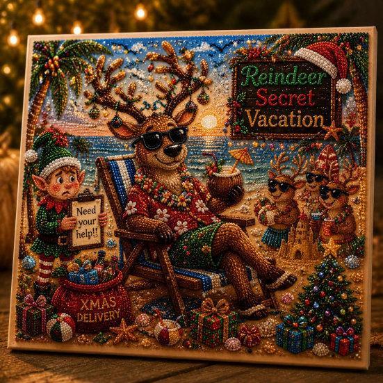 Holiday Art Projects for Families Xmas Faux Pearl Kit, Santa Claus Reindeer Painting DIY Craft Kits Teens Sparkling 3D Festive Wall Kit Adults, Winter