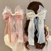 Lace Bow Ribbon Hair Clips Long Tails Ribbon Satin Hairpins Fashion Coquette Barrettes  Women Girls