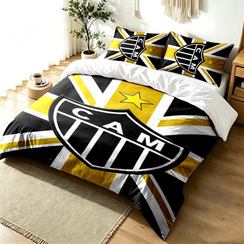Clube Atletico Mineiro 3pc Duvet Cover Set Simple Modern Bedding Set Wrinkle Resistant Soft Fabric All Season Use a perfect gift