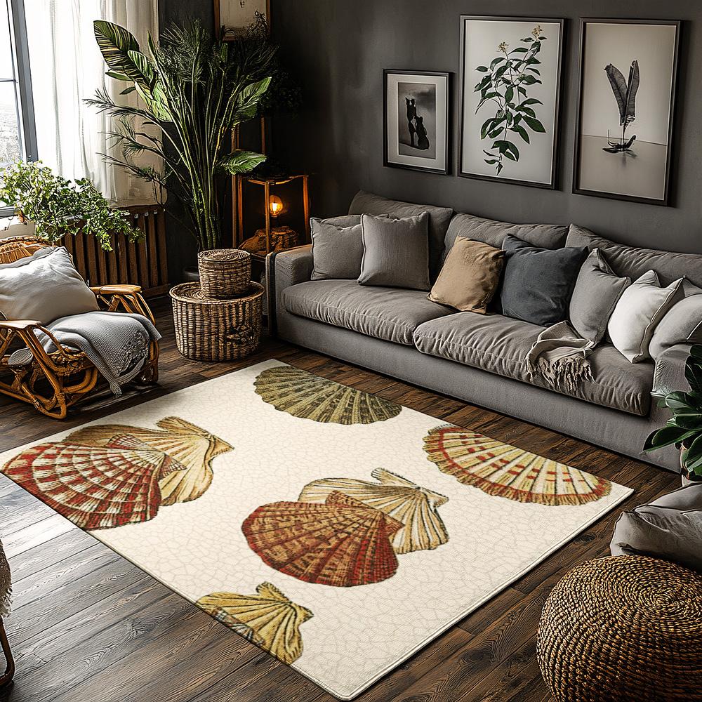 

Seashell Pattern Floor Mat Coastal Home Decor Beach Themed Doormat Bathroom Rug Non Slip Washable Entrance Mat Ocean Vibes Welco 50x80cm20x31in