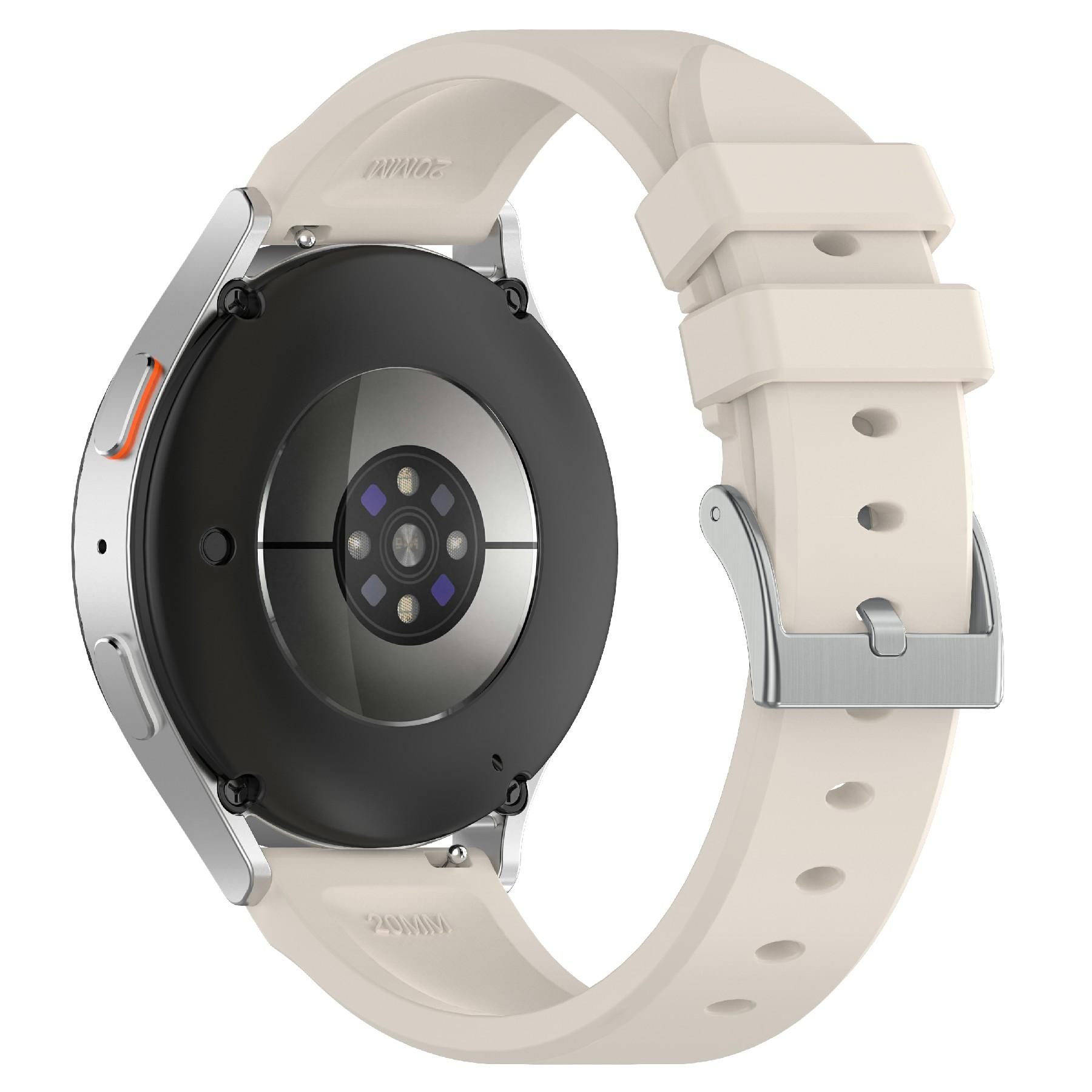 

For Samsung Galaxy Watch7 44mm/40mm Watch Band 20mm Steel Buckle Solid Color Silicone Strap Starlight