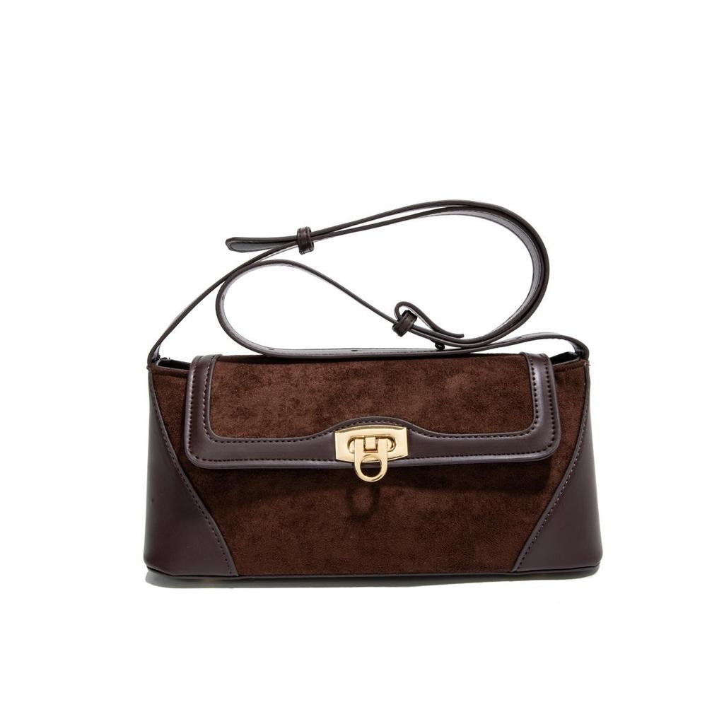 Autumn & Winter Women's Versatile Retro French Shoulder Crossbody Baguette Handbag