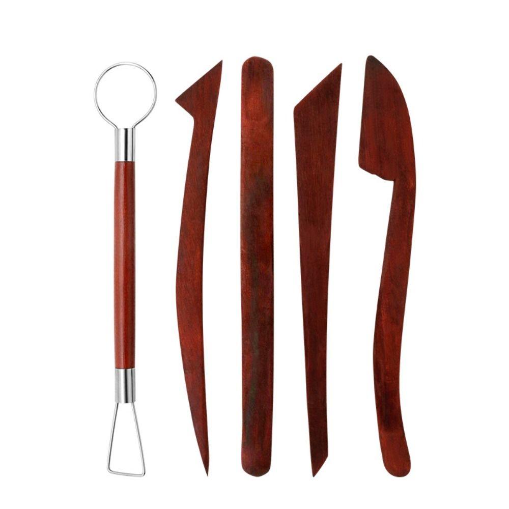 

5Pcs Stainless steel Sculpture Shaping Tool Red Pottery Clay Sculpture Tools