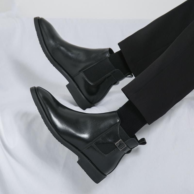 Yuppie Chelsea Shoes Men High Quality Oxford Ankle Boots Men's Dress Shoes Trend Britain Brogue Social Formal Shoes Men