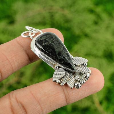 925 Silber Stern Galaxie Jaspis Edelstein Weißer Topas Art Deco Ehefrau Anhänger Schmuck