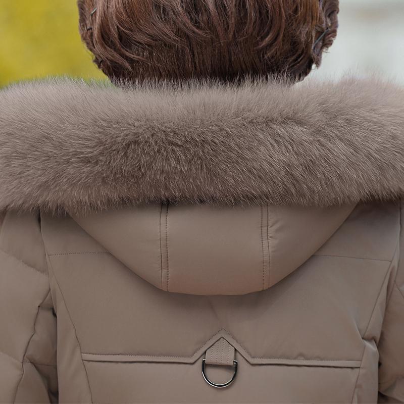 Real Fur Collar Winter Down Jacket for Women Long Parkas Hooded Elegant Thick Warm Down Coat Woman Outerwears