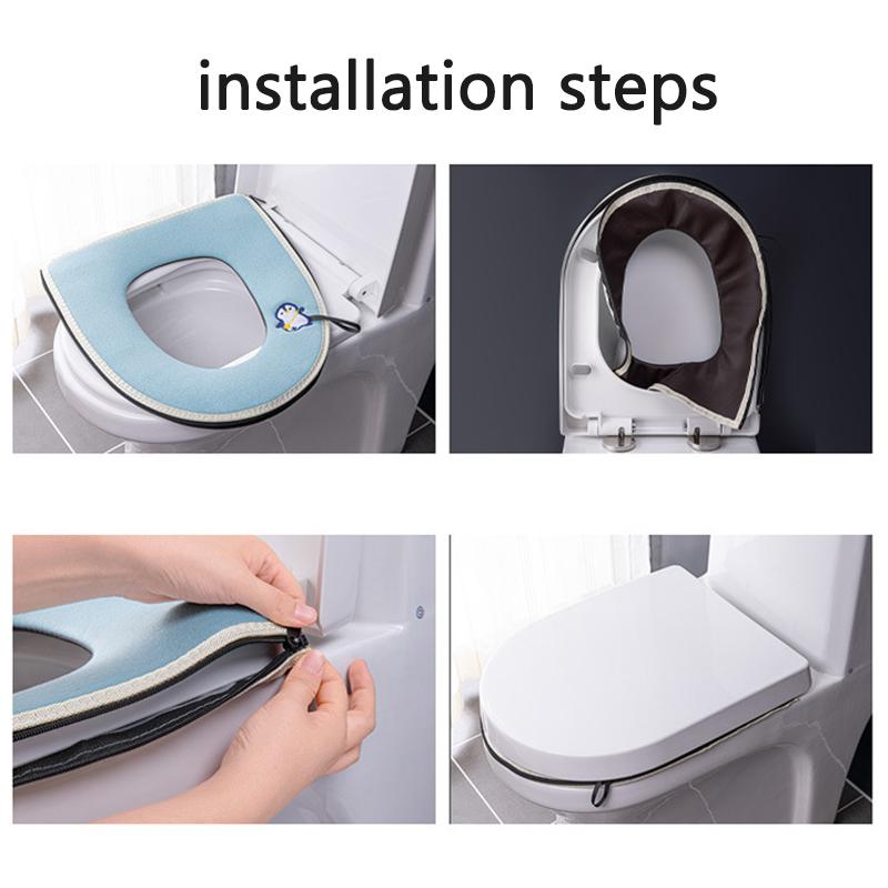 Warm Comfortable Cartoon Toilet Seat Cover Winter Toilet Cover Washable Household Closestool Mat Seat Case Bathroom Accessories