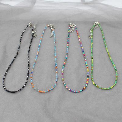 Jednoduché perličky Prameň Choker Náhrdelník Dámsky Šnúrkový golier Farebný ručne vyrobený Bohemia Collier Femme Jewelry Darček