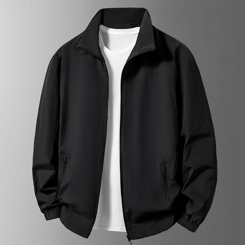Spring and Autumn Men's Casual Jacket, Fashionable and Versatile Stand Up Collar Jacket, Large Size