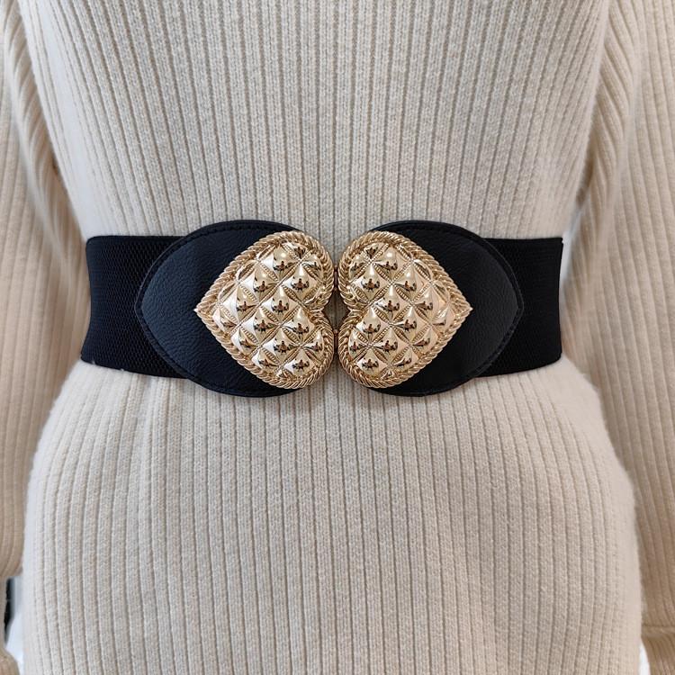 Minimalist Black Leather Look Waist Belt For Casual Dresses With Metal Closure