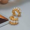 Yori Personalized Imitation Pearl Three Layer Ear Clip for Women Golden 18K Plated Stainless Steel Fashion Holiday Jewelry Gift