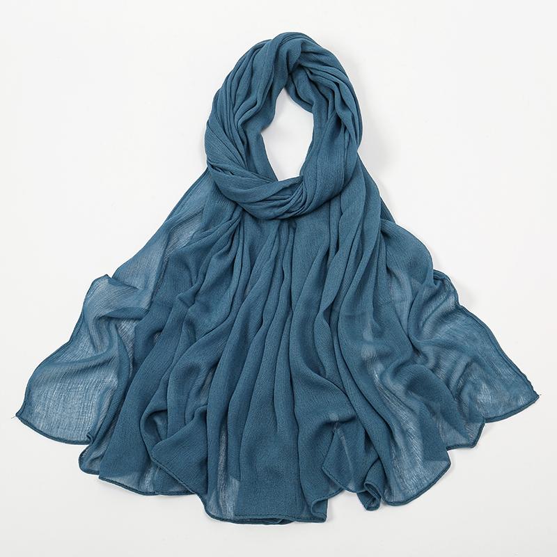 Crinkle Muslim Women Hijab Wrinkle Rayon Headscarf Solid Color Women's Turban Plain Viscose Cotton Musulman Femme Shawl Ramanda