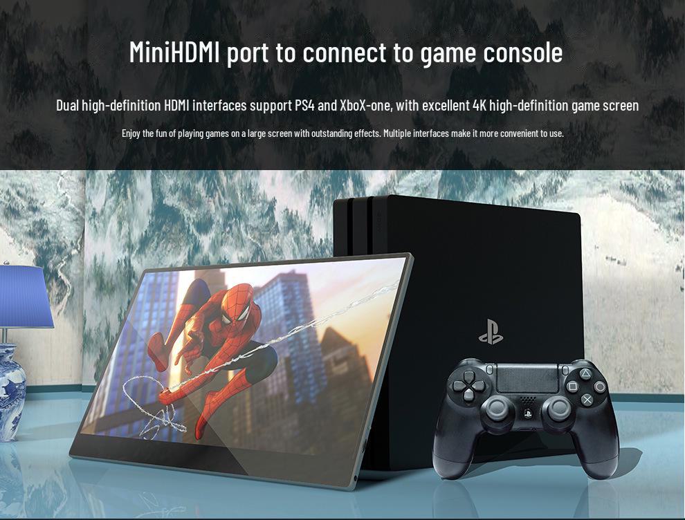 15.6" 4K Touch Portable Gaming Monitor with Built-in Battery for PS4 and Switch