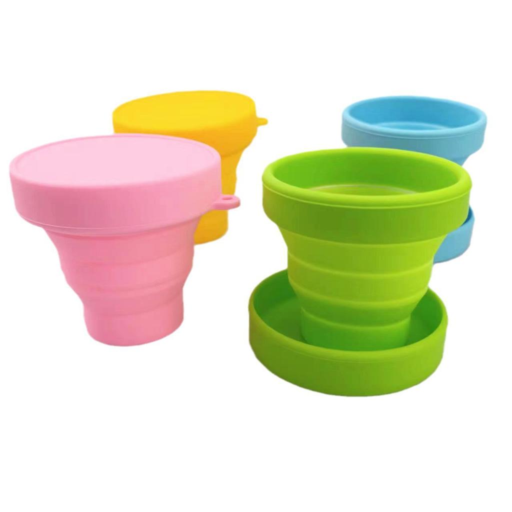 Collapsible Silicone Water Cup with Lid - Portable and Retractable for Travel and Outdoor Use