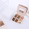 Compact Zippered Jewelry Box with Mirror – Stylish Travel Case for Rings, Earrings, and Accessories