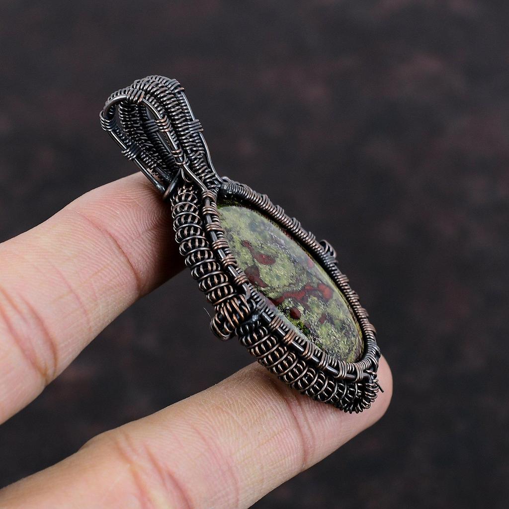 Dragon Bloodstone Pendant Copper Wire Wrapped Pendant Gemstone Handmade Pendant Copper Jewelry Gift For Her Ethnic Pendant Wire Wrap Jewelry