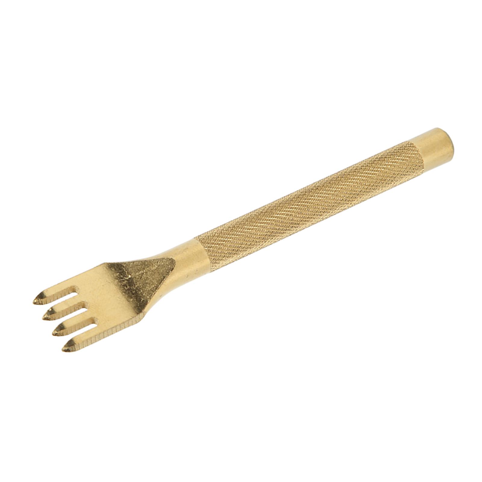 Leather Prong Chisel 4mm Stainless Steel Anti Slip Handle Design Incisive Gold Leather Punch Chisel   Leather Tool