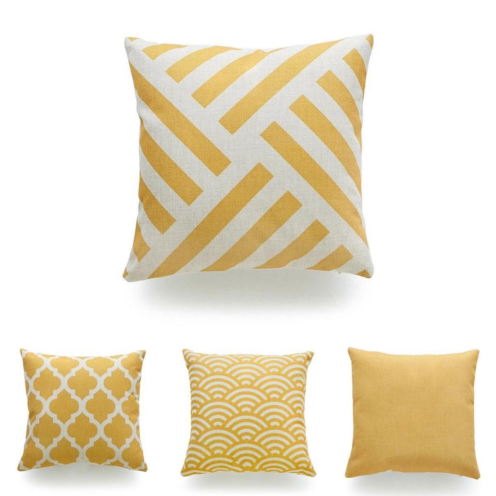 Premium Quality Mustard Yellow Geometric Cushion Cover For Seasonal Charm